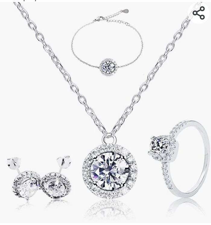 Conjunto de joyas Plata de ley anillo ,pulsera, pendientes,collar