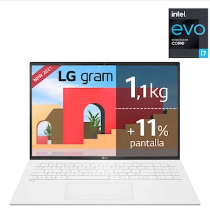 Portátil LG Gram 16Z90P, i7, 16GB, 512GB SSD, Blanco