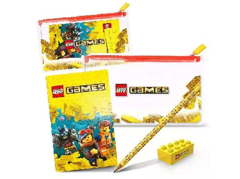 Kit de papelería - Lego Stationary Warner: Estuche, cuaderno, lápiz y goma de borrar