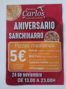 Pizzeria Carlos Sanchinarro medianas a 5€