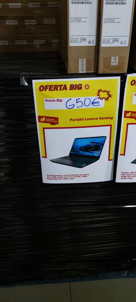 Portátil Lenovo IdeaPad 3 i7-10750H / 16GB / 512GB SSD / GTX 1650 / 15,6" IPS / FDOS en Bigbangstock