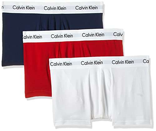 Calvin Klein Bóxers (Pack de 3) para Hombre Multicolor (I03 White, Red Ginger, Pyro Blue)