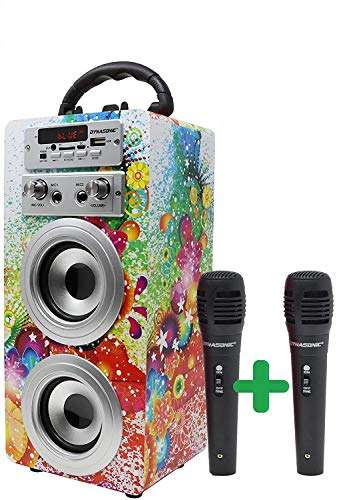 DYNASONIC - Altavoz Bluetooth Portátil con Karaoke | Radio FM y Lector USB SD