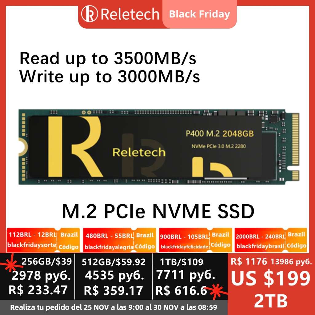SSD 512GB Reletech P400 M.2 NVMe PCIe [Con Caché DRAM]