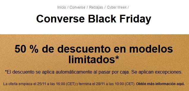 Converse Black Friday, 50% en modelos seleccionados