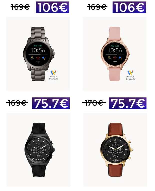 Smartwatches FOSSIL - Hasta 50% + 10% Extra + 15% EXTRA de la Newsletter en