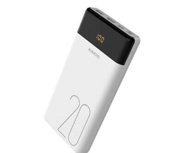 ROMOSS 20000mAh Batería Externa 2USB Móvil Power Bank USB-C 2A Cargador Portátil
