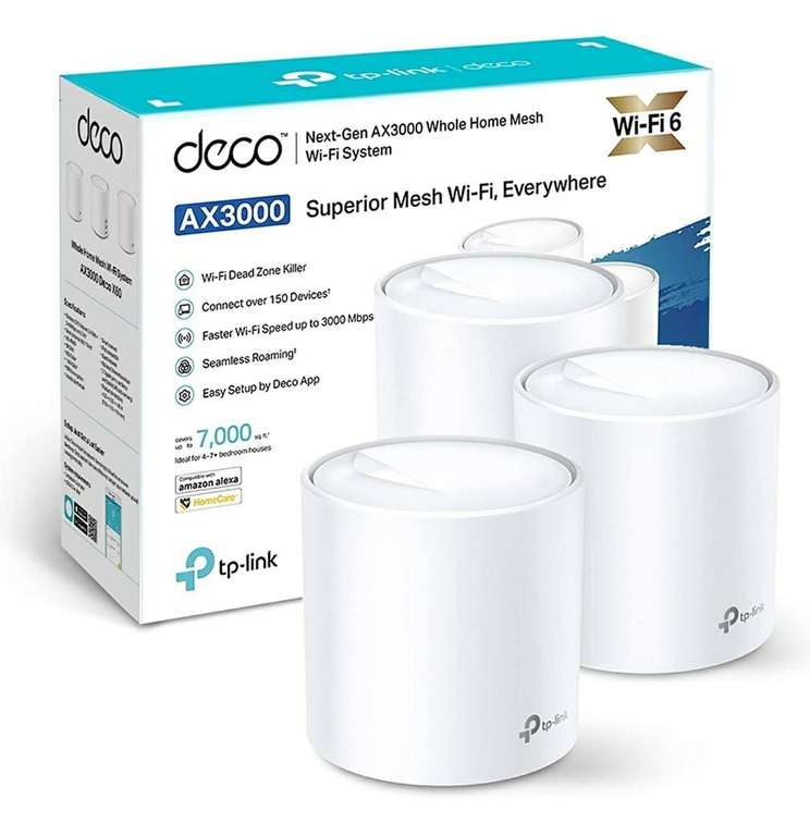 TP-Link Deco X60 (3 Pack) - WiFi Mesh AX3000 Mbps, Sistema WiFi 6 (mínimo histórico)