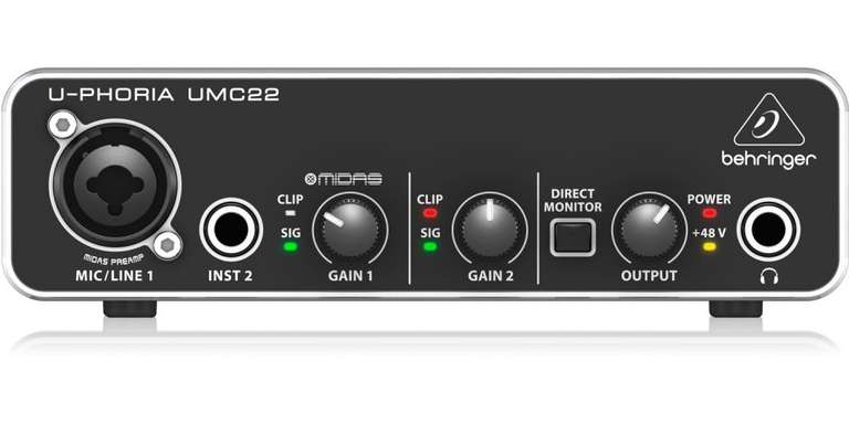 Behringer umc-22 u-phoria interface de audio usb