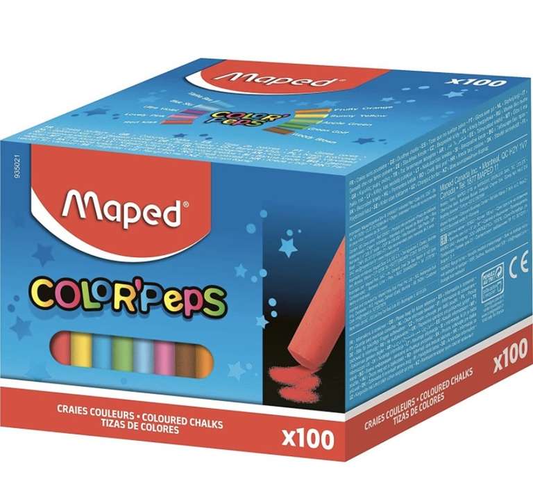 Maped – Caja de 100 tizas, colores surtidos