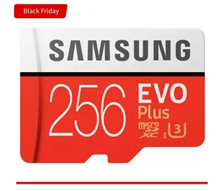 Tarjeta MicroSD - Samsung EVO Plus 256 GB, 100MB/s lectura, 90 MB/s escritura, Clase 10, Blanco