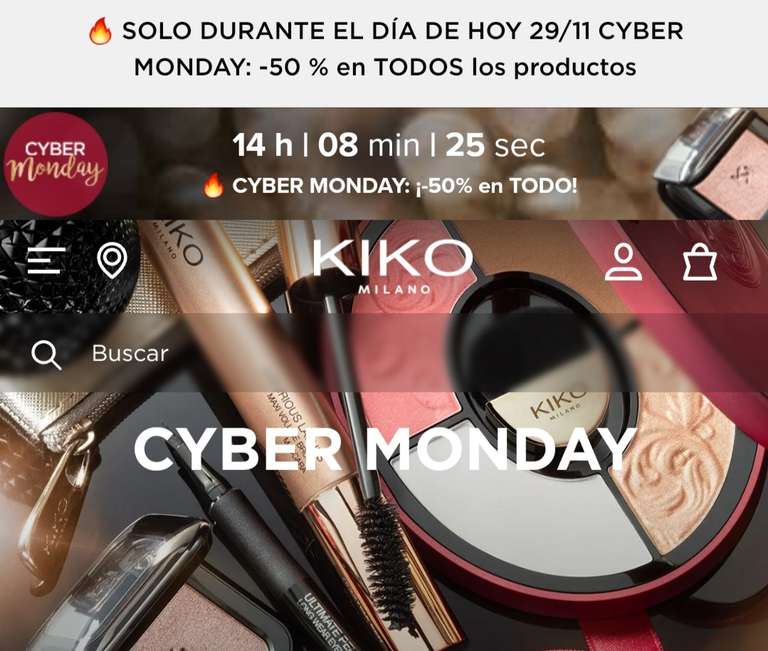 Cybermonday en Kiko con promoción online del 50% de descuento en todo y en tienda compra 6 productos y te regalan 3