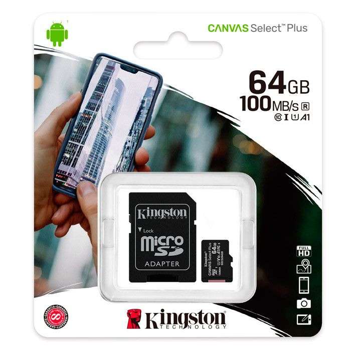 MicroSD Kingston Selecta Plus 64GB + Adaptador SD (Switch)