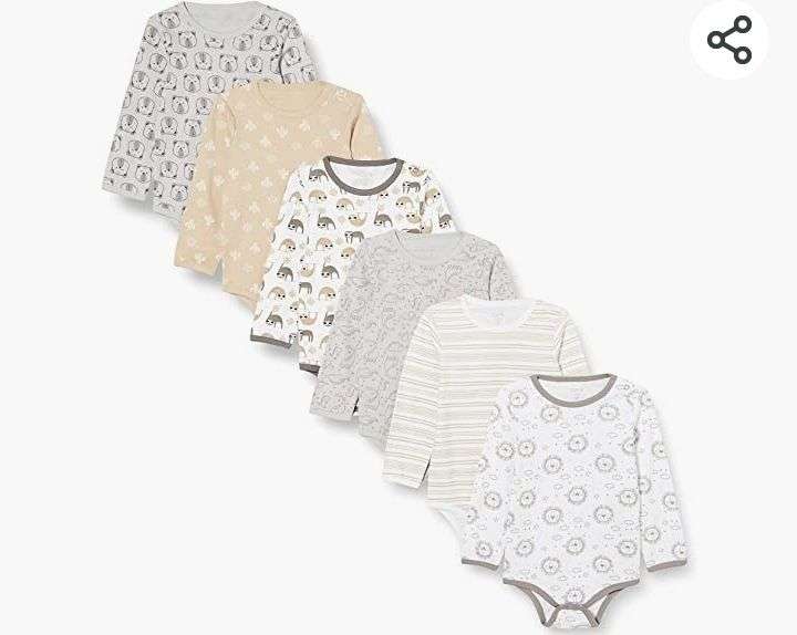 Care Body de manga larga de algodón para bebé niños y niñas, pack de 6