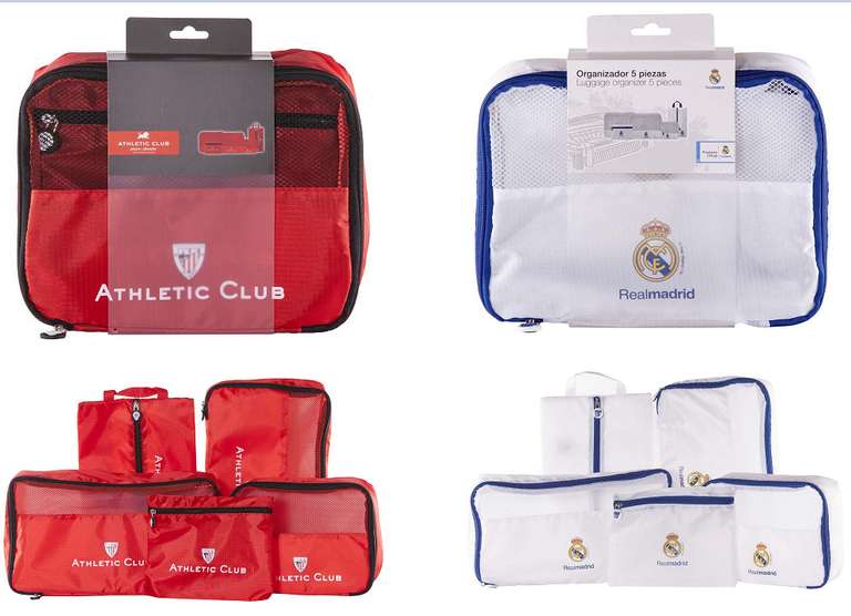 Organizador de maleta (5 piezas) - Producto Oficial del Athletic, Real Madrid, Atlético, Valencia, Betis y Sevilla