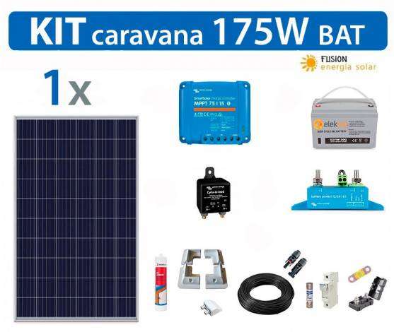 Kit Solar Caravanas/Embarcaciones 175W Panel monocristalino y batería de Gel de 100Ah