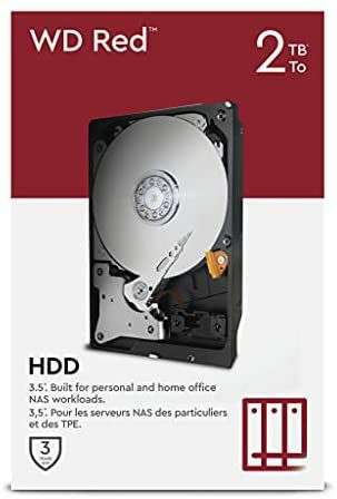 WD Red 2TB NAS 3.5 pulgadas Disco duro interno Clase 5400 r.p.m, SATA 6 Gb/s, SMR, Caché 256MB