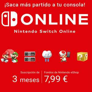 Nintendo Switch Online [ 3 meses a 3€, 1 año a 14€]