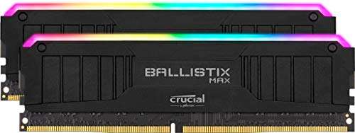 Crucial Ballistix MAX BLM2K8G44C19U4BL RGB, 4400MHz, DDR4, DRAM, Memoria Gamer para Ordenadores de sobremesa, 16GB (8GB x2) CL19, Negro