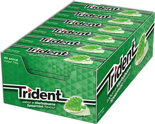 Trident Fresh Stick Clorofila - Chicles sin Azúcar con Sabor a Hierbabuena - Paquete de 24 Envases de 13,5 g