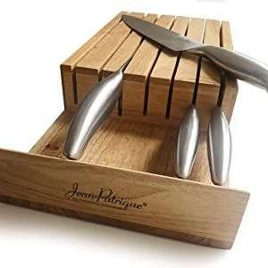 Estante de almacenamiento de cuchillos de madera natural - 7 ranuras
