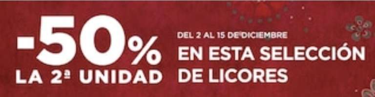 SEGUNDA UNIDAD AL 50% EN VARIAS MARCAS DE LICORES