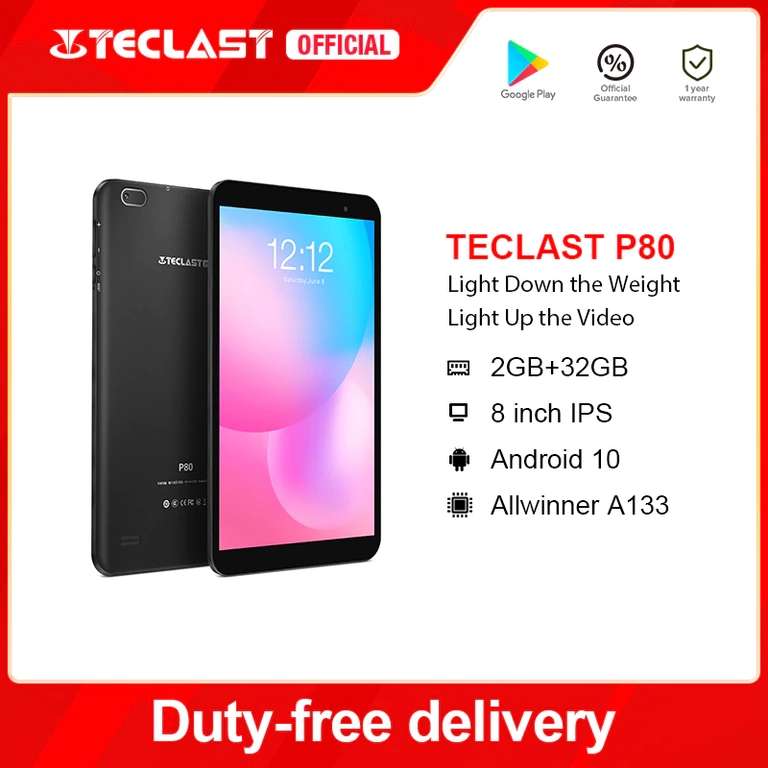 Teclast-Tablet P80 8" (1280x800) IPS, 2/32GB. (A partir del 06/12/2021.)