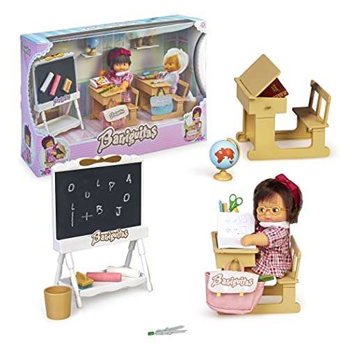 Barriguitas - Escuela, juguete cole barriguitas clásicas, incluye 2 escritorios o pupitres, una pizarra y tizas