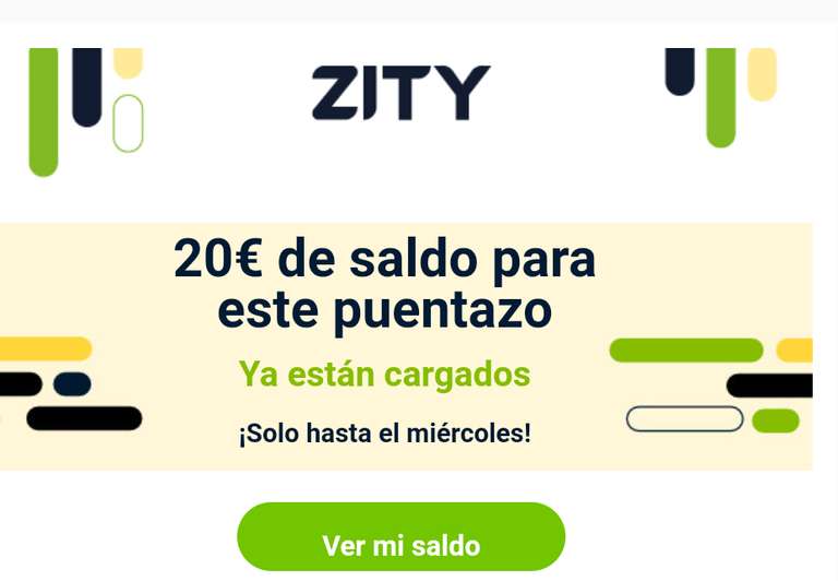 Zity 20€ gratis hasta el miércoles. [Cuentas seleccionadas]