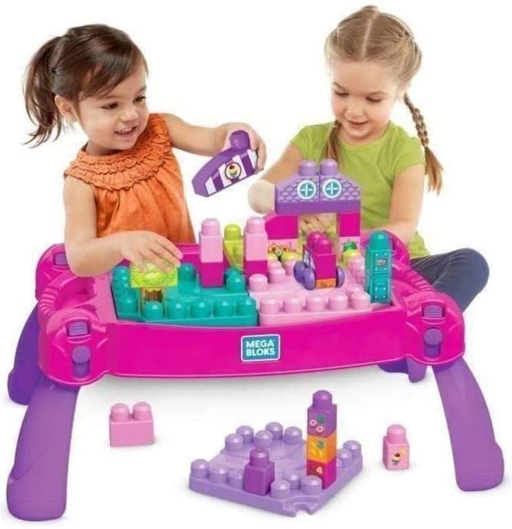 Mega Bloks Mesa construye y aprende, color rosa, bloques de construcción de juguete para bebé +1 año