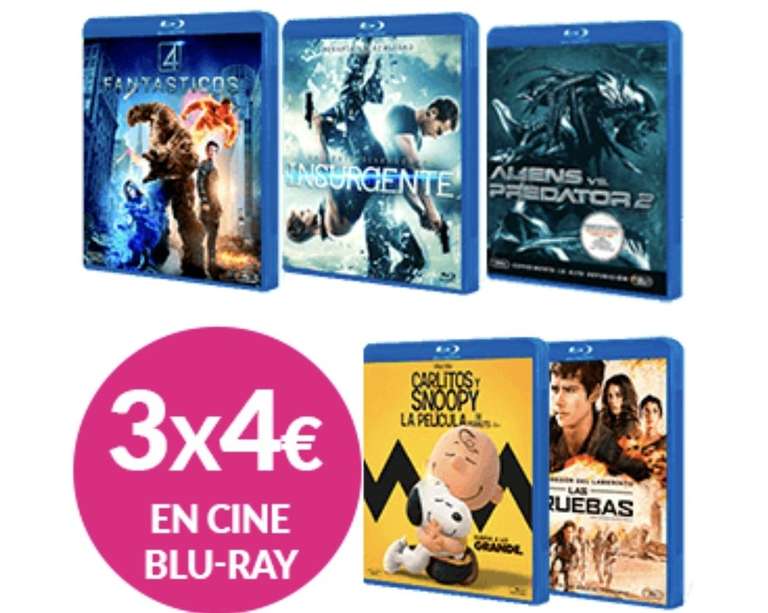 3 películas Blu-Ray* de entre una selección por sólo 4€