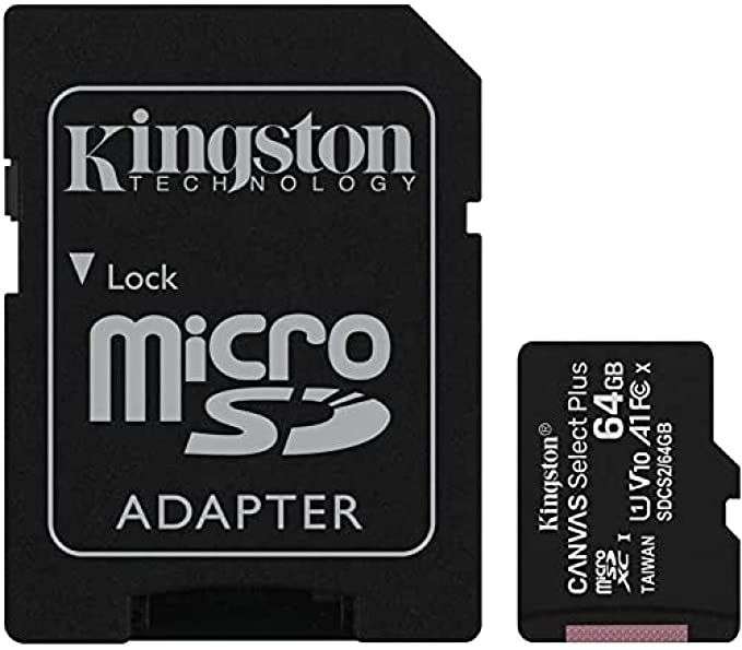 Kingston Canvas Select Plus Tarjeta microSD, SDCS2/64GB Class 10 con Adaptador SD