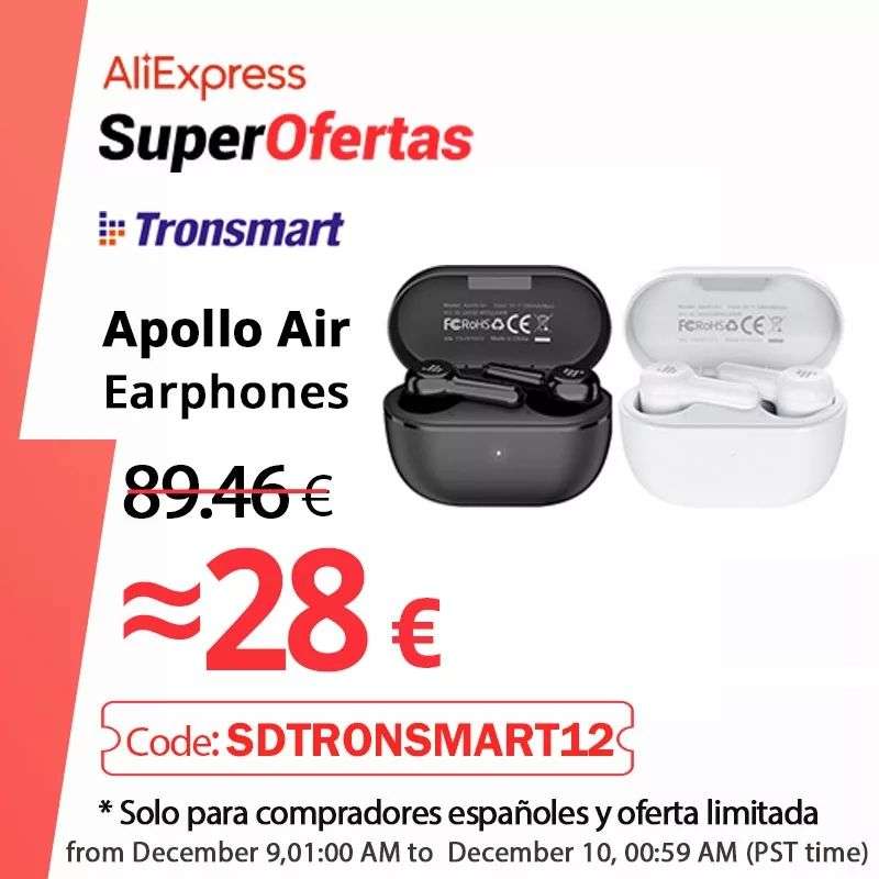 Auriculares bluetooth 5.2 Qualcomm aptX Tronsmart Apollo Air (Desde España) (A partir del 09/12)