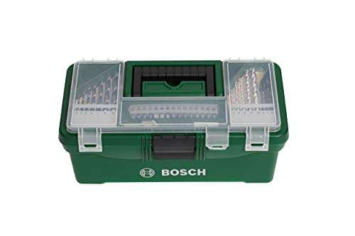 Bosch Caja de herramientas con 73 accesorios de bricolaje, perforación y atornillado para madera, piedra y metal,