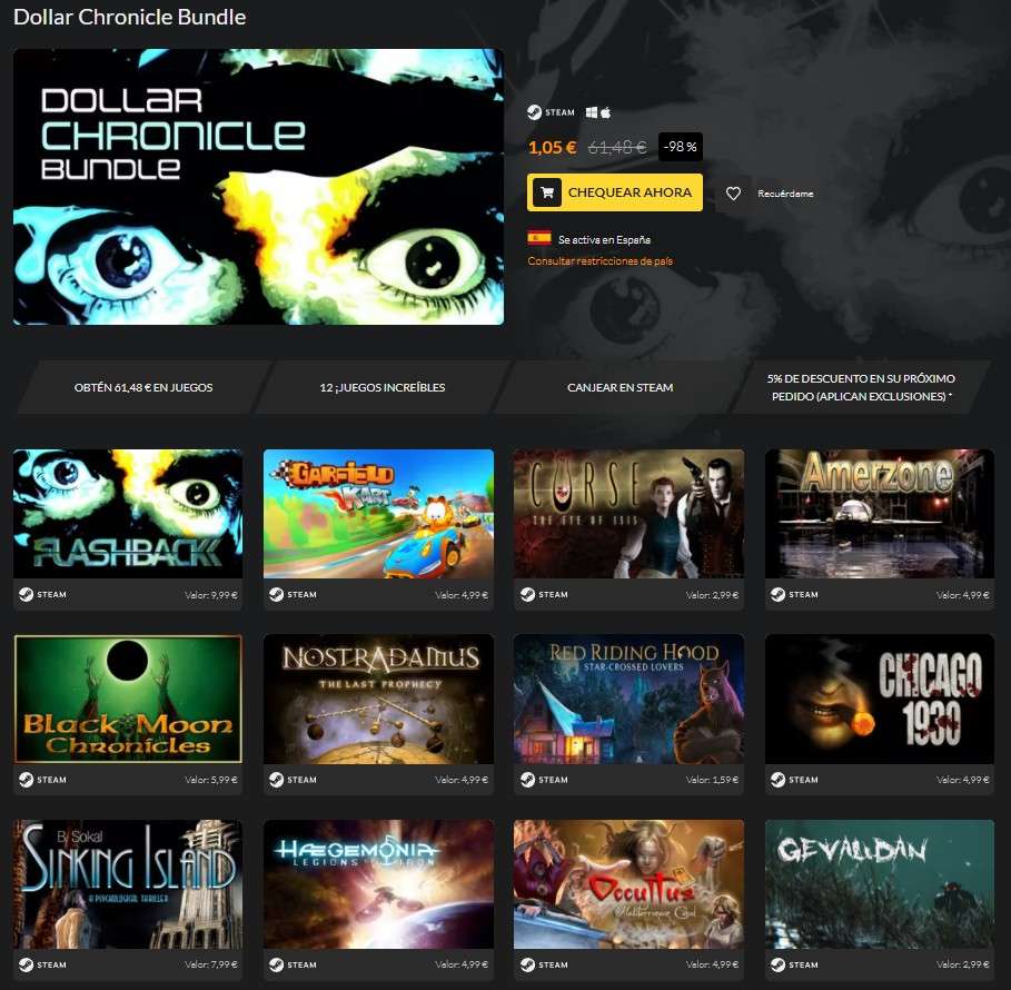 Dollar Chronicle Bundle [12 juegos STEAM a 1€] Abyss Bundle desde 1,59€