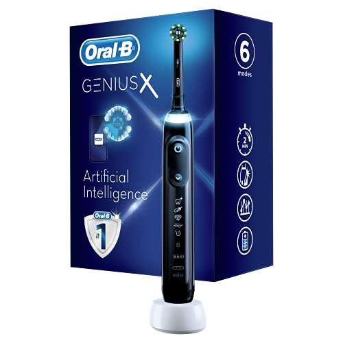 Oral-B Genius X Cepillo de dientes eléctrico con mango recargable con inteligencia artificial y 1 cabezal de recambio, 3 colores