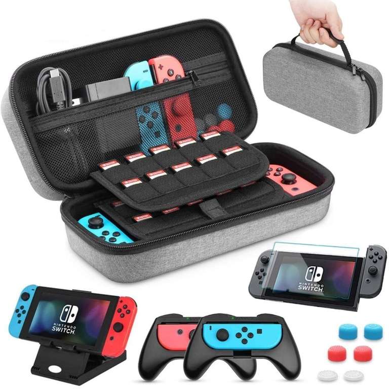 Mini Maletín Rígido + Stand + Grips + Protector Pantalla (Switch/OLED)