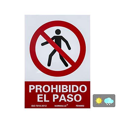  RD40002 Señal Prohibido El Paso PVC Glasspack 0,7mm 21x30 cm, Rojo