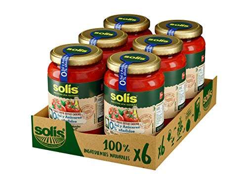 Pack de 6 x 350 g SOLIS Tomate Frito Estilo Casero 0% de Sal y sin Azúcares Añadidos