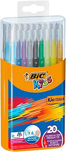 Kids Kid Couleur - Pack de 20 rotuladores de colorear para aprendizaje en caja metálica, multicolor