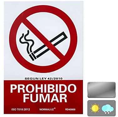 Normaluz RD40000 Señal PVC Prohibido Fumar 21X30 cm, Rojo