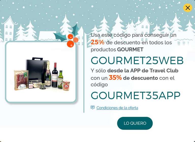 Travel Club: descuentos de puntos del 25% (web) o el 35% (App) en productos de alimentación Goourmet