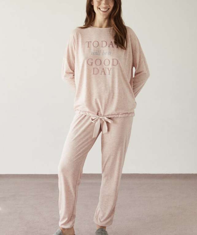 Pijama largo rosa
