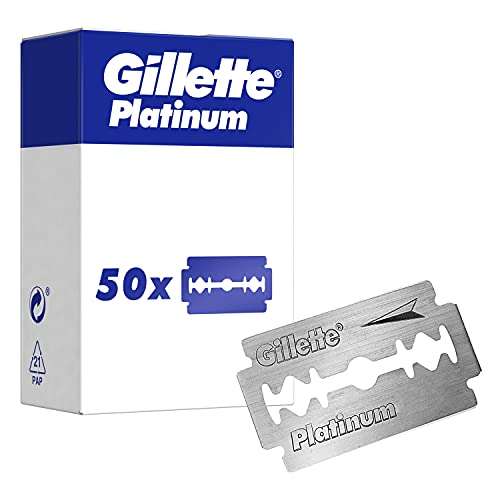 Gillette Platinum Cuchillas de Doble Filo para Maquinillas de Afeitar, Paquete de 50 Un.