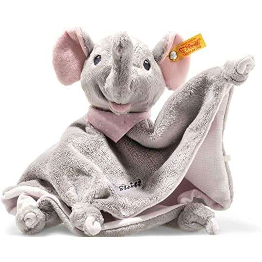 Manta para bebé (28 cm, Suave y Lavable), diseño de Elefante, Color Gris y Rosa