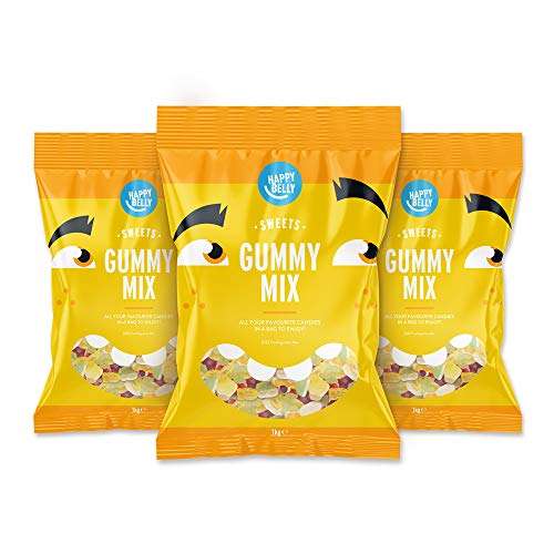 Marca Amazon - Happy Belly Surtido de gominolas, Paquete de 3 x 1000g