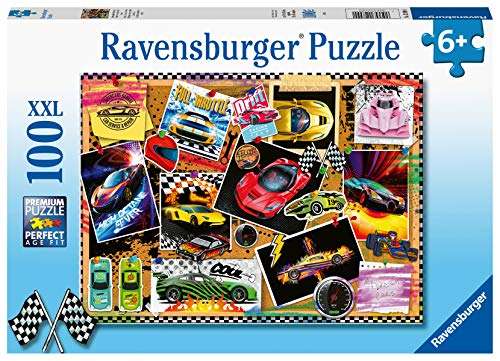 Carreras de coches, Puzzle 100 Piezas XXL, Puzzles para Niños, Edad Recomendada 6+, Rompecabeza de Calidad