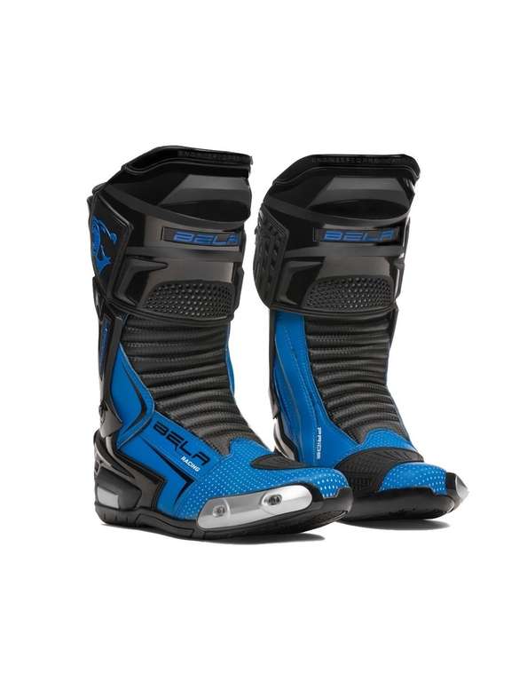 Botas de moto racing de piel BELA Speedo 2.0 Negro/Azul tallas 39, 40 y 48 (precio al tramitar, se descuenta iva).