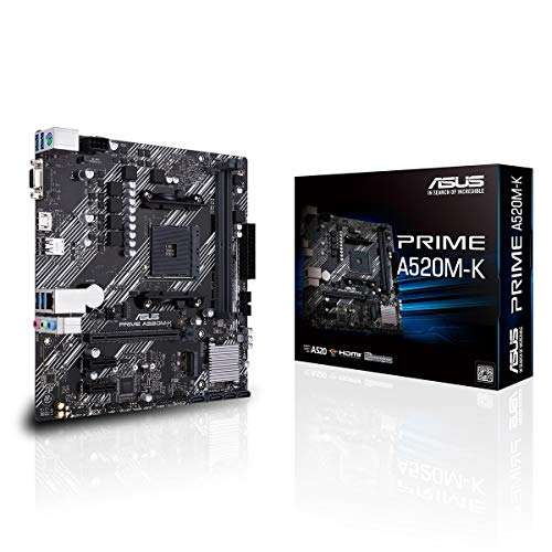ASUS Prime A520M-K - Placa Base Micro ATX AMD A520 (Ryzen 4000 AM4) con Ranura M.2 (Amazon y PcCompomentes)
