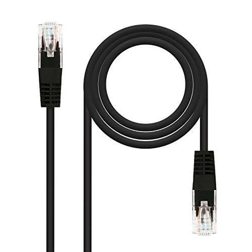 NanoCable 10.20.0401-BK - Cable de red Ethernet RJ45 Cat.6 UTP AWG24, 100% cobre, Negro, latiguillo de 1mts